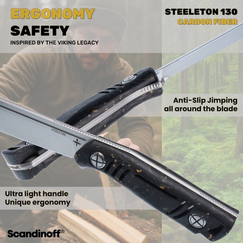 Fixed knife Steeleton 130 - Carbon Fiber Gold