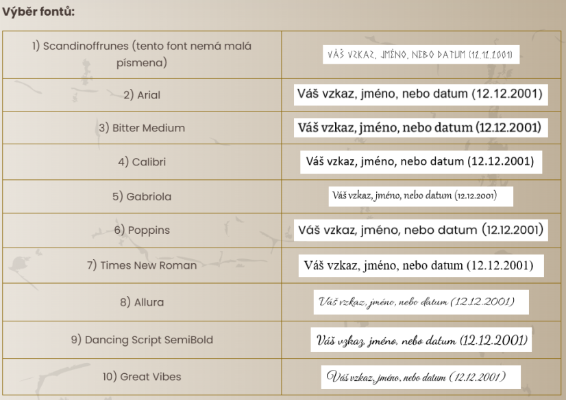 Osobní gravírování čepele ( Detaily doplňte do poznámky objednávky )