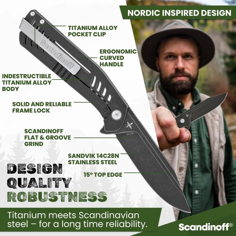 Folding knife Steeleton - Dark - Grip: Left handed