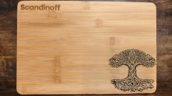 Kitchen cutting bamboo board with Yggdrasil motive 30x20x1