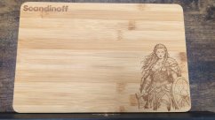 Kitchen cutting bamboo board with viking warrior motive 30x20x1