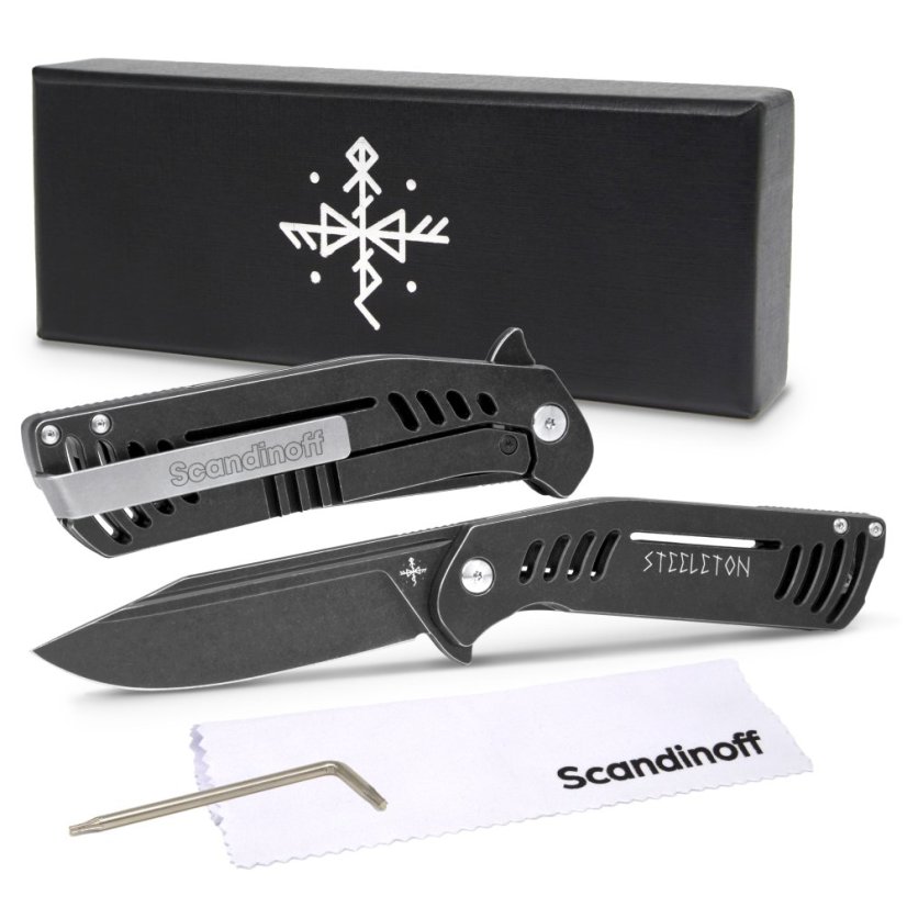 Folding knife Steeleton - Dark - Grip: Left handed