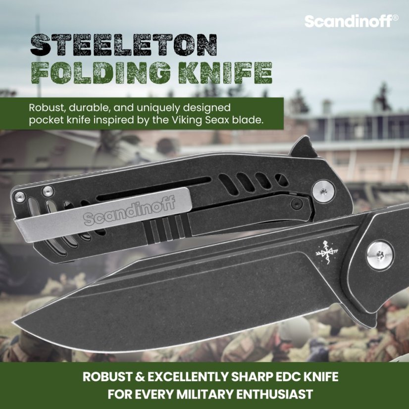 Folding knife Steeleton - Dark - Grip: Left handed