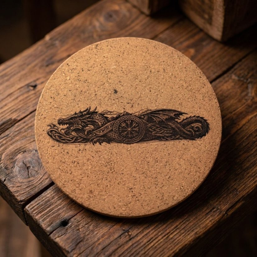 Cork under the coaster with Dragon motive 1x