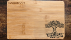 Kitchen cutting bamboo board with Yggdrasil motive 30x20x1