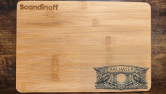 Kitchen cutting bamboo board with Valhalla motive 30x20x1