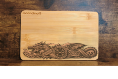 Kitchen cutting bamboo board with Dragon motive 22x14x0,8