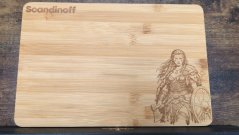 Kitchen cutting bamboo board with viking warrior motive 30x20x1
