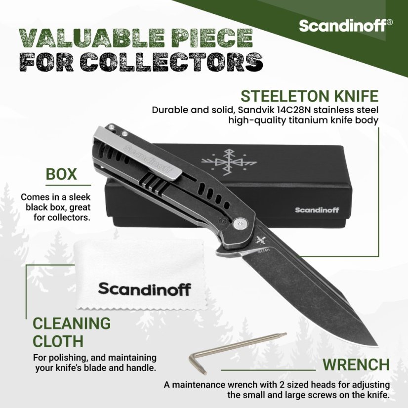 Folding knife Steeleton - Dark - Grip: Left handed